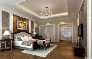 现代欧式风格婚房卧室布置图片