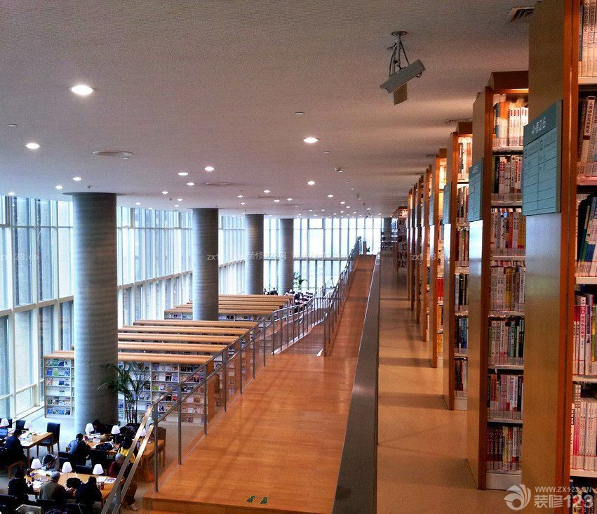 大型图书馆复式室内设计效果图片