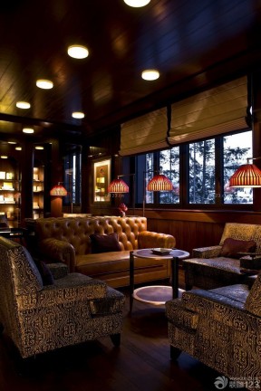 舒适复古酒吧欧式沙发装修效果图片