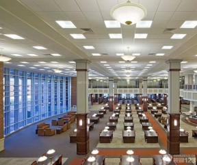 大型图书馆设计 集成吊顶灯装修效果图片