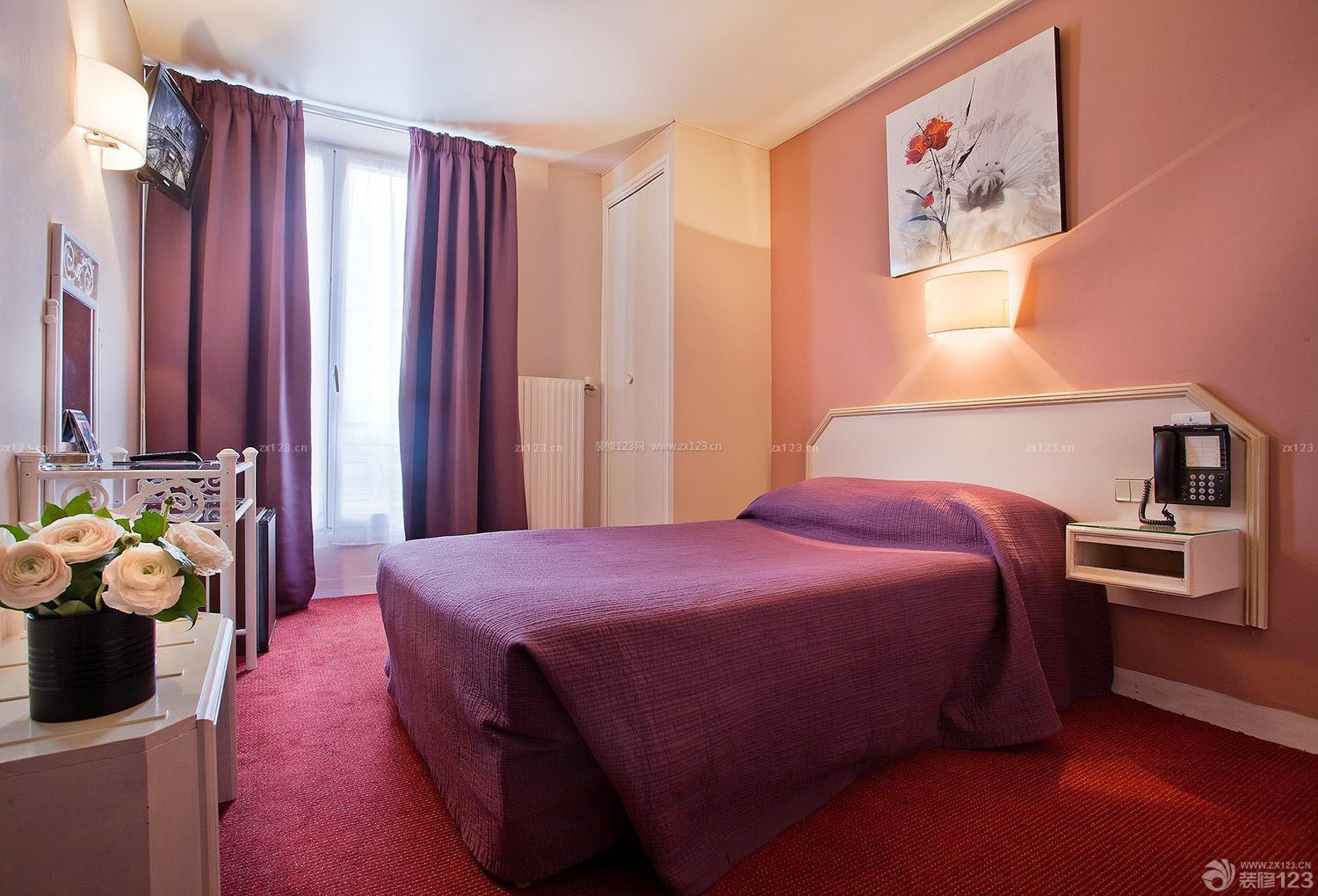 家居紫色窗帘装修效果图片卧室