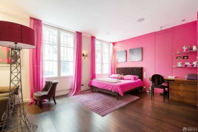 粉色卧室装修效果图 布艺窗帘装修效果图片