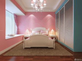 粉色卧室装修效果图 硅藻泥背景墙装修效果图片