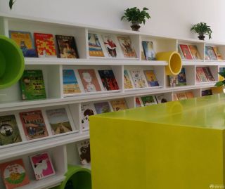 现代儿童图书馆室内书架设计效果图片