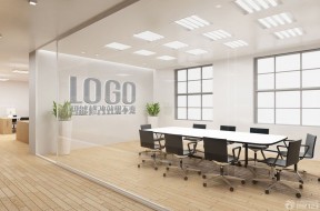 现代会议室装修效果图 logo形象墙