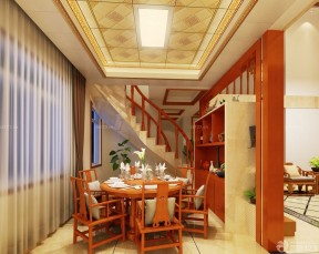 中式餐厅设计效果图 两层别墅图片大全