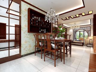中式家装餐厅设计壁纸装修效果图片