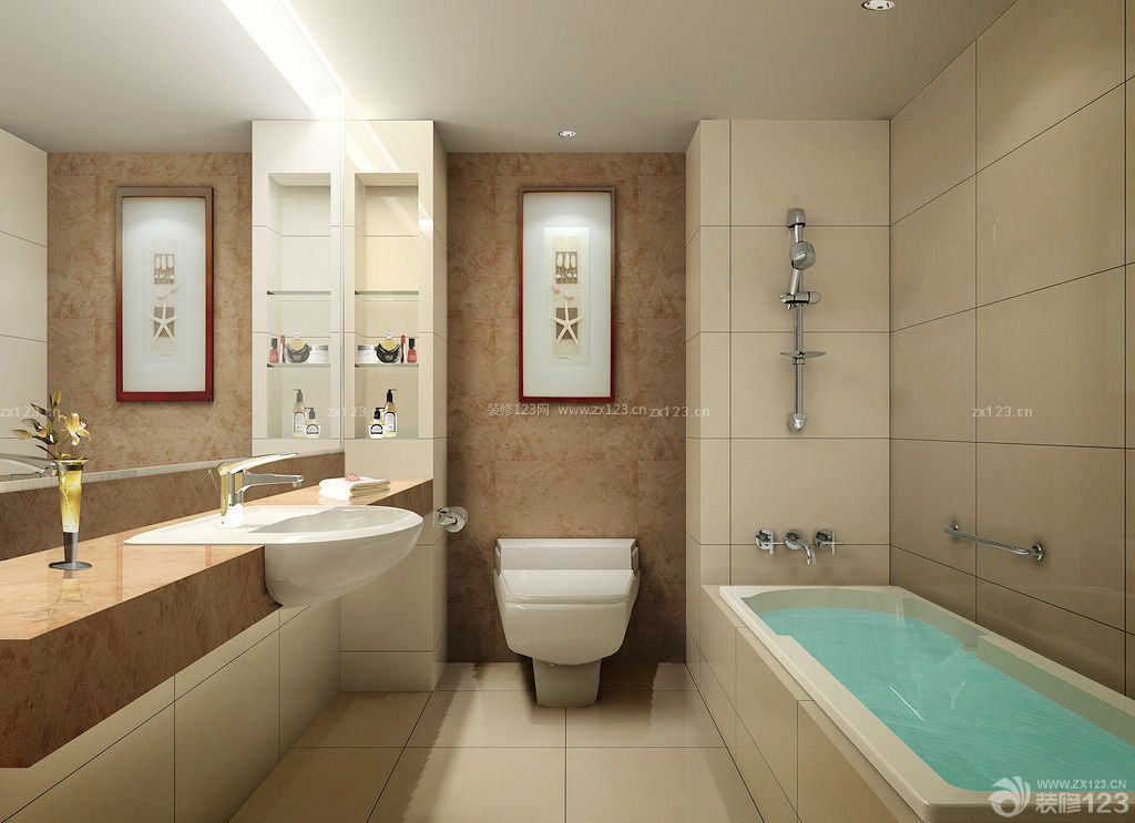 卧室卫生间砖砌浴缸装修效果图片