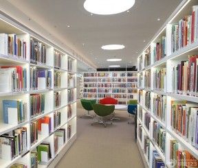 现代图书馆室内天花板装修案例 