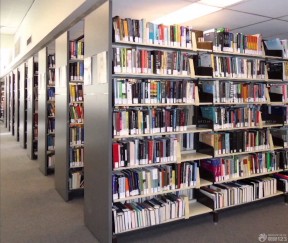 现代图书馆室内书架装修案例图片