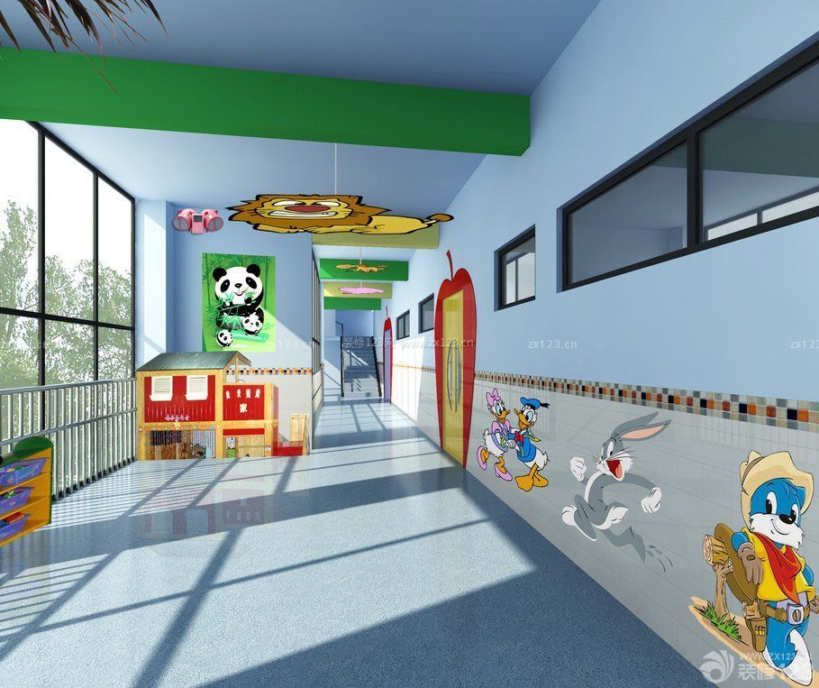 大型幼儿园过道背景墙设计效果图片大全