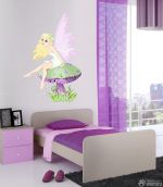 紫色卧室背景墙贴纸装修效果图片