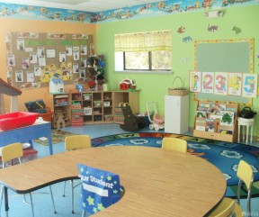幼儿园室内青色墙面装修效果图片