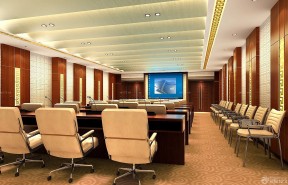 会议室不规则几何形吊顶效果图 现代会议室装修效果图