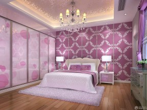 紫色卧室装修效果图 雕花吊顶装修效果图片