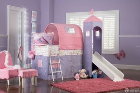 紫色卧室婴儿床装修效果图片