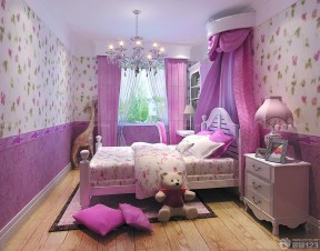 紫色卧室装修效果图 美式田园家居