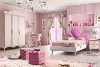 儿童卧室粉色墙面装修设计效果图片