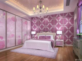 紫色卧室雕花吊顶装修效果图片