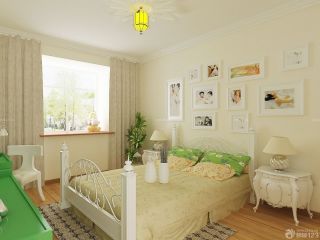 现代田园风格带飘窗的卧室室内设计效果图