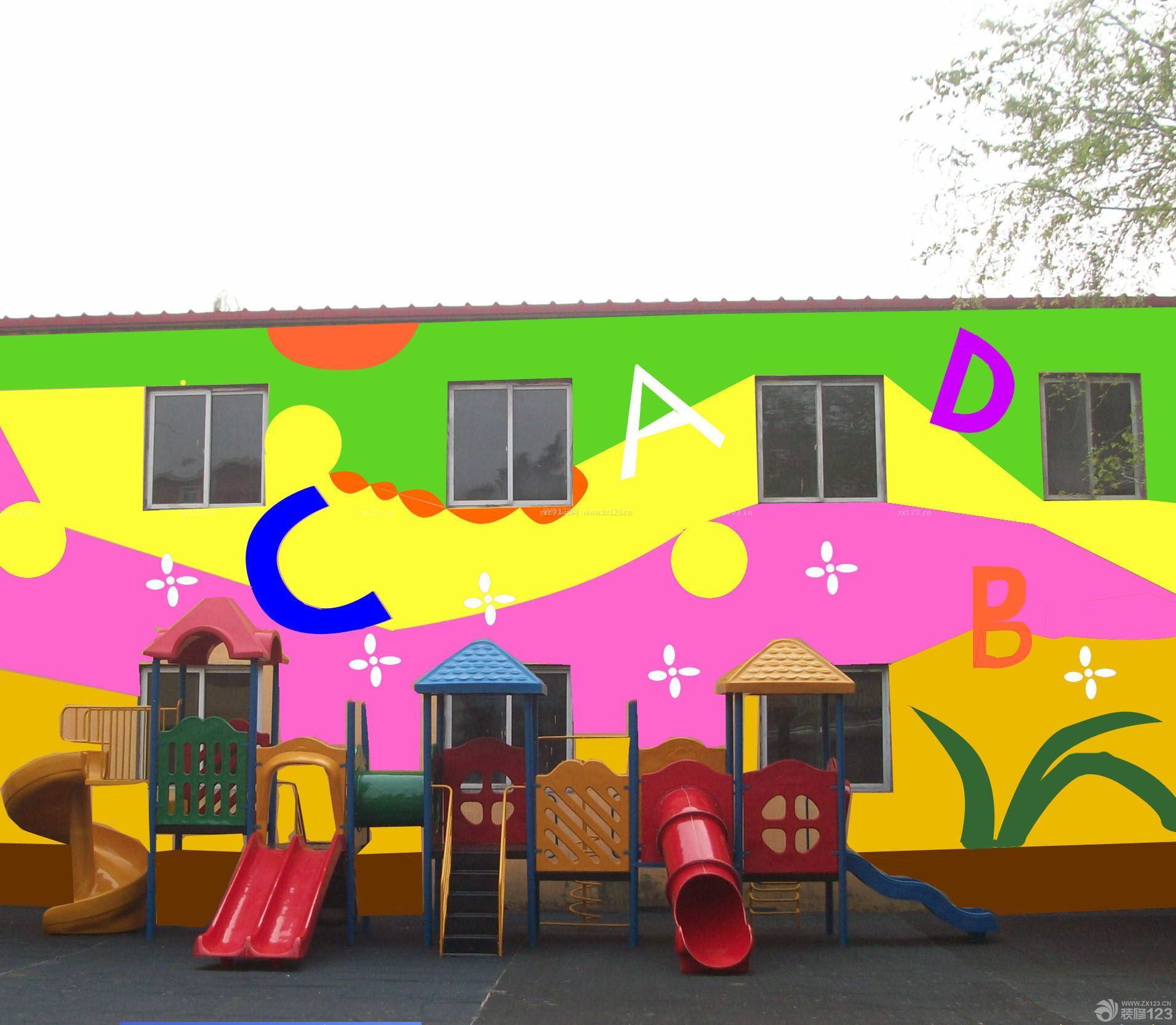 幼儿园外墙颜色搭配图片
