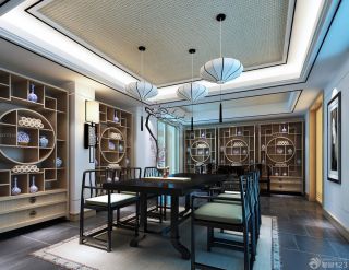 新中式经典餐厅博古架装修效果图