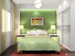 现代简约卧室浅绿色壁纸窗帘装修效果图