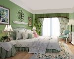 小美式风格卧室浅绿色壁纸窗帘装修效果图