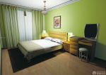 现代美式风格卧室浅绿色壁纸窗帘装修效果图