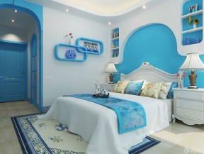 蓝色卧室装修效果图 简约地中海风格