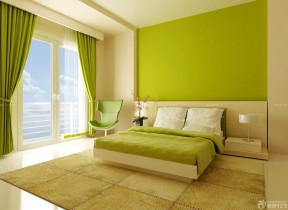 浅绿色壁纸窗帘装修效果图 现代卧室设计