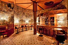 复古酒吧装修设计图 仿古砖墙面装修效果图片