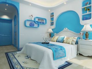 简约地中海风格蓝色卧室装修效果图