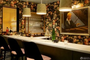 别墅家庭酒吧大花壁纸装修效果图片