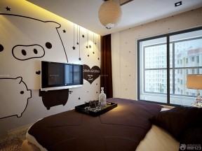 日式卧室装修效果图 墙绘装修效果图片