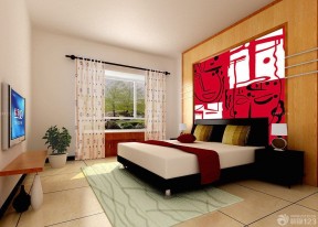 日式卧室装修效果图 床头墙效果图
