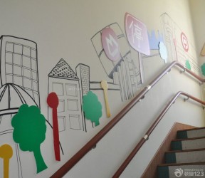大型幼儿园室内楼梯装修效果图片