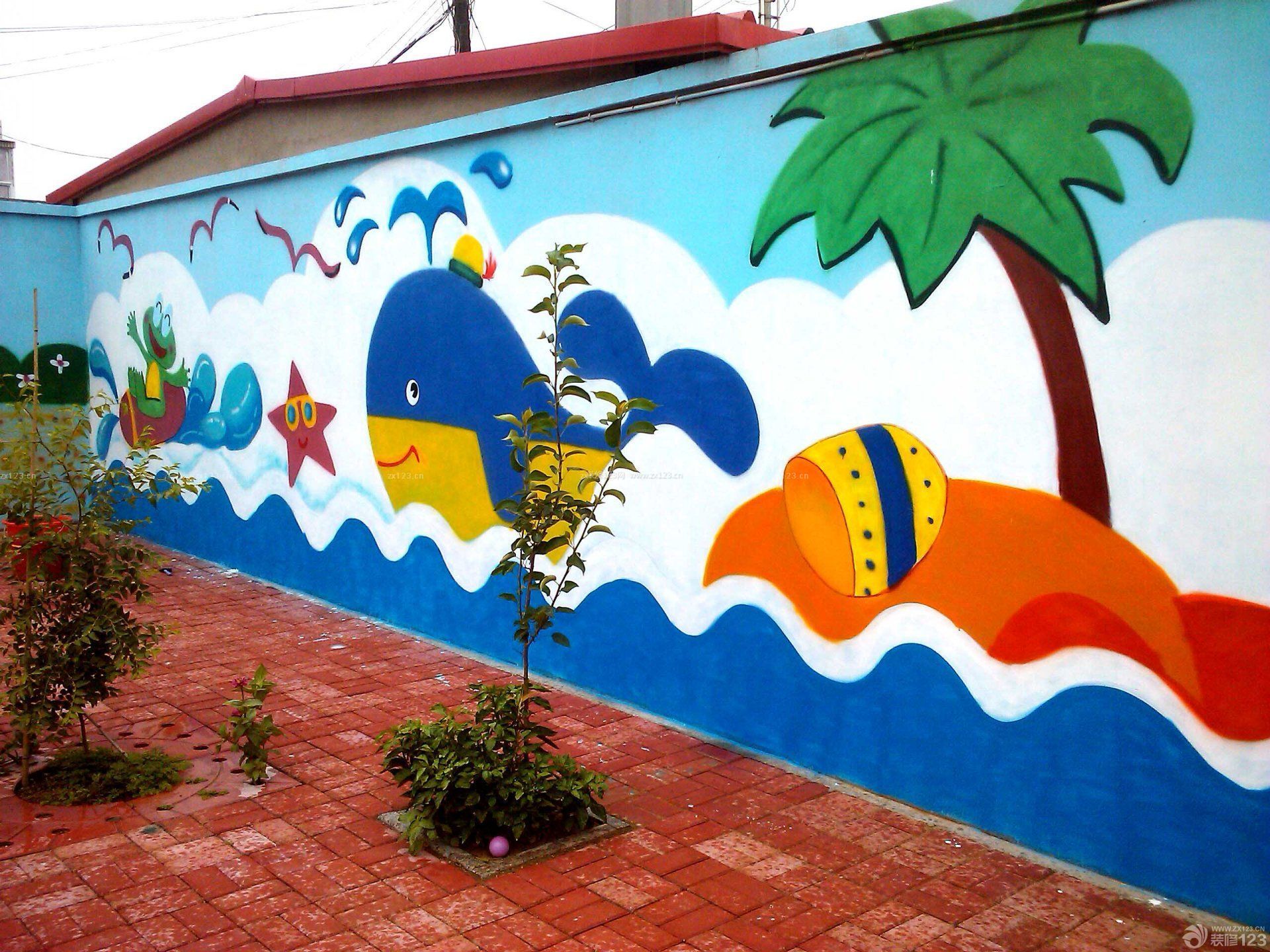 幼儿园过道背景手绘墙壁画设计图片