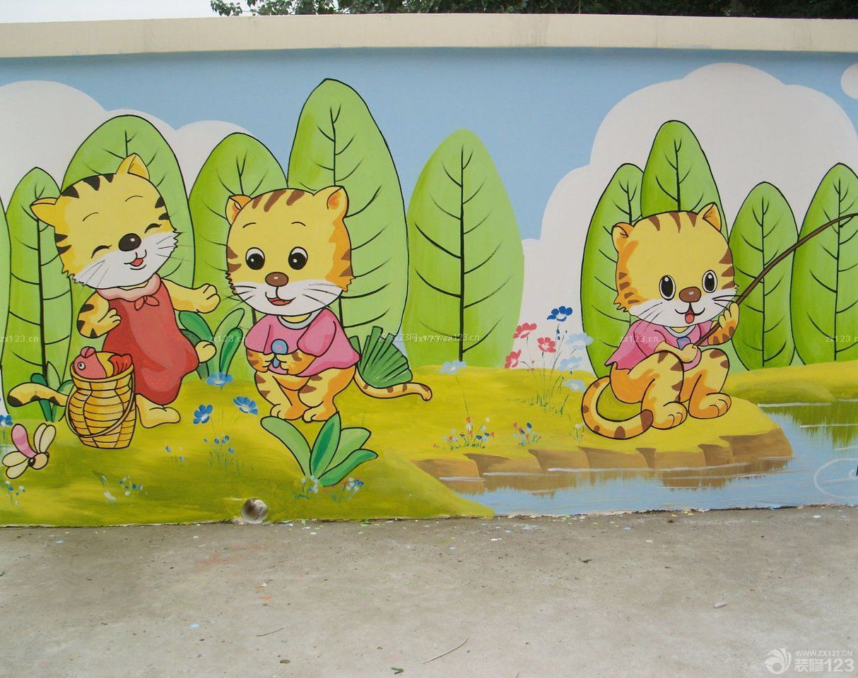 幼儿园墙画手绘简单图片
