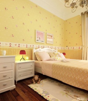 女生小卧室装修效果图 卡通壁纸装修效果图片