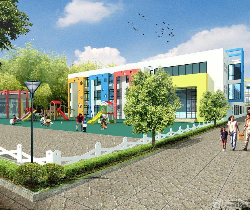 2022现代幼儿园外观装修设计效果图片