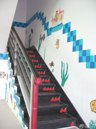 幼儿园学校楼梯装饰效果图
