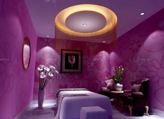 美容店面紫色墙面装修效果图片