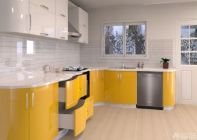 小厨房设计图 黄色橱柜装修效果图片