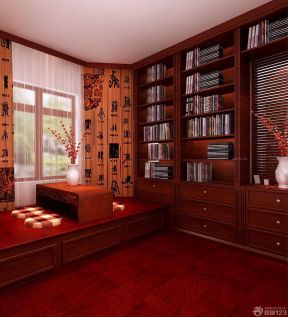 书房榻榻米装修效果图 中式家装效果图