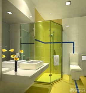 干湿分离卫生间装修效果图 浴室玻璃门图片