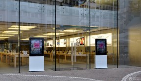 苹果店面装修图 玻璃门图片