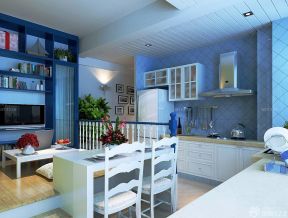 地中海厨房装修效果图 蓝色墙面装修效果图片