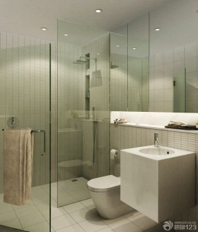 小型卫生间装修效果图 浴室玻璃门图片