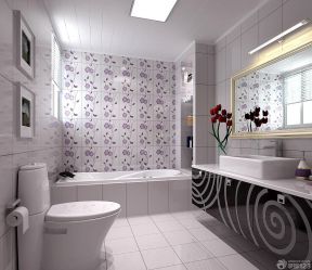 欧式厕所装修效果图 暗花瓷砖装修效果图片